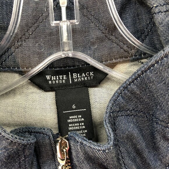 White House Black Market Chambray Jacket Womens 6 Blue Zip Lightweight Denim - Picture 5 of 8